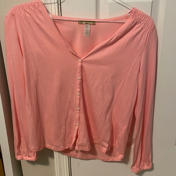 Spring Pink button down Top - Picture 2 of 5